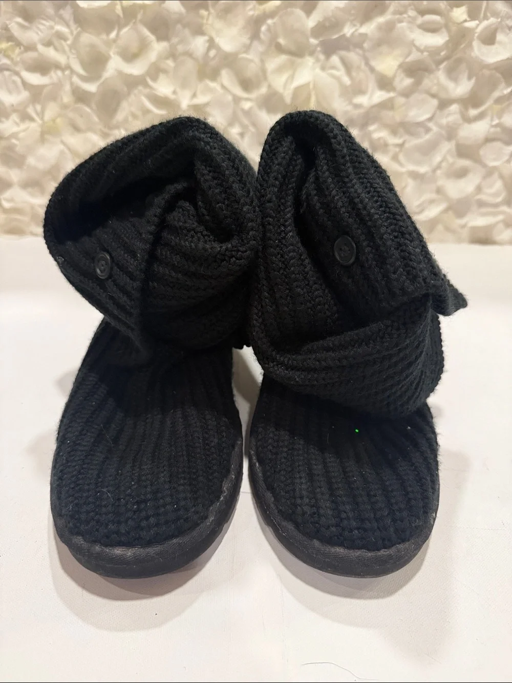 UGG Black Knit Fold-Over Button Booties